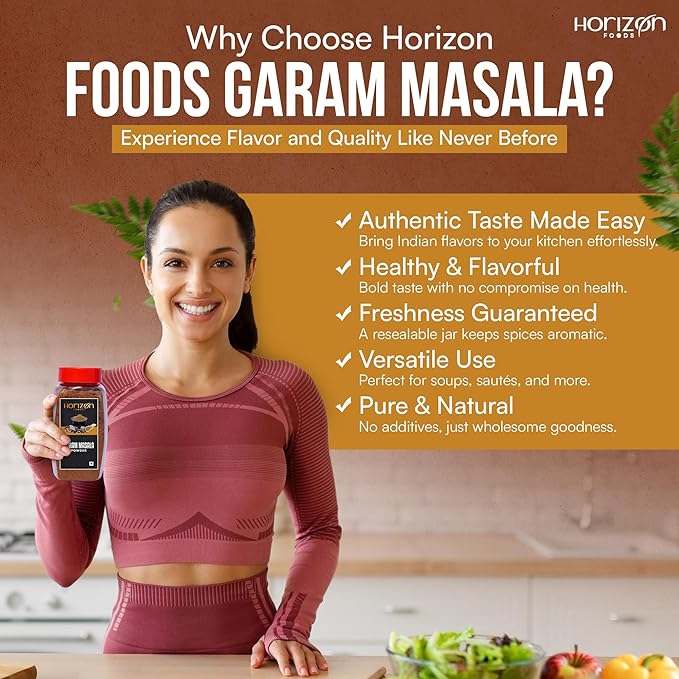 Horizon Foods Premium Red Chili Powder - 200g Indian Spice Blend for Tikka Masala Sauce, Mexican Oregano & Mixed Vegetables. Perfect Seasoning with Guajillo Chiles & Ancho Chili Flakes in Your Indian Spice Box (200g, Garam Masala Powder)