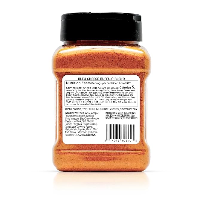 Spiceology ??Bleu Cheese Buffalo Seasoning ??Bold Spice Blend with Real Bleu Cheese, Cayenne, Garlic & Onion ??Tangy & Savory Dry Rub for Chicken Wings, Veggies, Popcorn & More ??11 oz