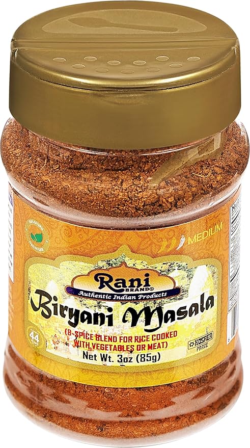 Rani Biryani Masala Curry (7-Spice Blend for Indian Rice Dishes, Pullao/Pilau) 3oz (85g) PET Jar ~ All Natural | Vegan | No Colors | Gluten Friendly | NON-GMO | Kosher | Indian Origin