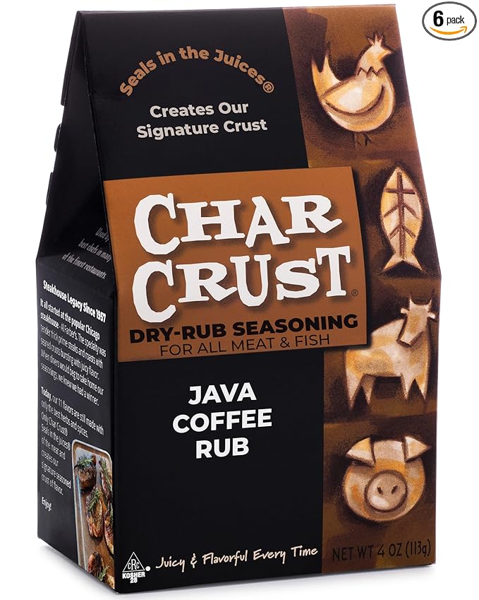 Char Crust Dry-Rub Seasonings Java Coffee Rub | All-in-one seasonings | Perfect for Beef, Pork, and Lamb | Signature Crust that Seals in the Juices, 4 Ounce (Pack of 6)