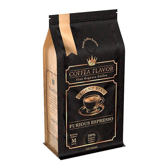 Ground Espresso Coffee ??Organic, Single Origin, Medium Roast, Bold & Smooth ??100% Arabica ??Crafted for Espresso Machines ??Furious Espresso by Coffea Flavor