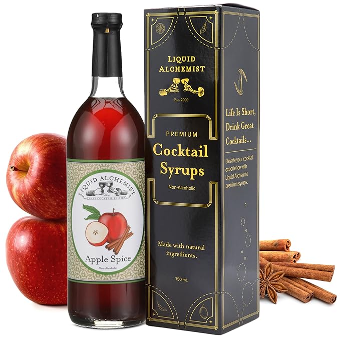 Liquid Alchemist Apple Spice Syrup for Cocktails - Real Ingredients Make our Apple Syrup for Drinks Perfect for a Fall Themed Old Fashioned Mix (25.4 oz)