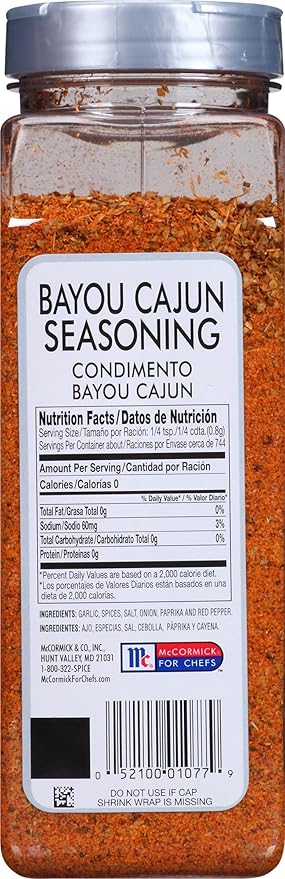 McCormick Culinary Bayou Cajun Seasoning, 21 oz (Pack of 6) - Six 21 Ounce Containers of Cajun Seasoning Made With Aromatic Spices for Catfish, Crawfish, Jambalaya and Gumbo