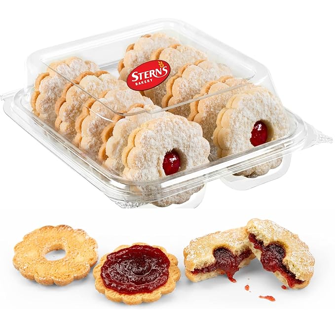 Linzer Tart Cookies | 10 Individually Wrapped Shortbread Cookies | Fresh & Delicious Italian Cookies | Linzer Tortes | Jelly Filled Cookies | Gourmet Cookies | 9 oz Stern?셲 Bakery