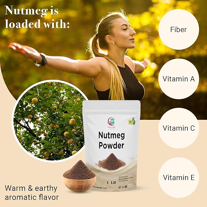 Nutmeg Ground 1 LB | Excellent Aroma and Incredible Flavor | Fresh Ground Nutmeg Spice for Baking, Cooking, Smoothies and Seasonings | Non GMO, Ethically Sourced | By Yogi's Gift짰