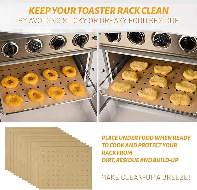 WMKGG 100 PCS Unbleached Air Fryer Parchment Paper, 11 x 9 inch Perforated Rectangular Air Fryer Toaster Oven Disposable Liners for Cuisinart, Ninja Foodi, Breville, Gowise, Black Decker