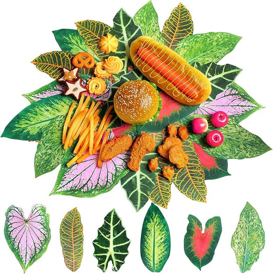 90 Pcs 8.7 Inch Parchment Paper Leaves Charcuterie Board for Cheese Food Serving Decoration Parchment Tropical Leaves for Tropical Party Plate Table Dinner Food Accessories