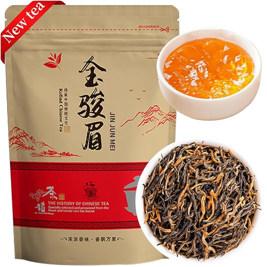 XIXICHA Golden Monkey Tea Chinese Black Tea Loose Leaf Chinese Tea Jin Jun Mei Yunnan Black Jinjunmei Whole Buds ä¸?›½???‘骏??5.3oz/150g