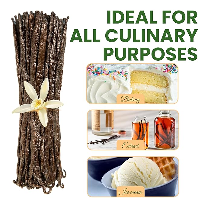 30 Count Organic Madagascar Vanilla Beans – Grade A Bourbon Pods | Gourmet Whole Vanilla Beans for Baking, Cooking, Extract Making | Rich Aroma, Premium Flavor, Non-GMO, Vegan