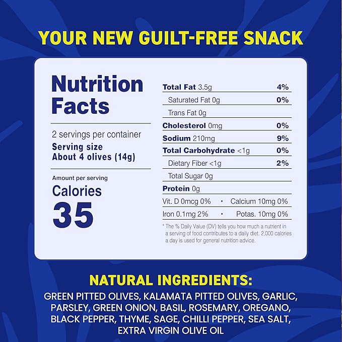 Freestyle Snacks Olive Medley Snack Packs - Bulk Party Pack - Fresh Pitted Olives, Jumbo-Sized, Grown in Greece, All Natural, Non-GMO, Sugar-Free - Mediterranean Herb, 1.1oz Single Serves, 120-Pack