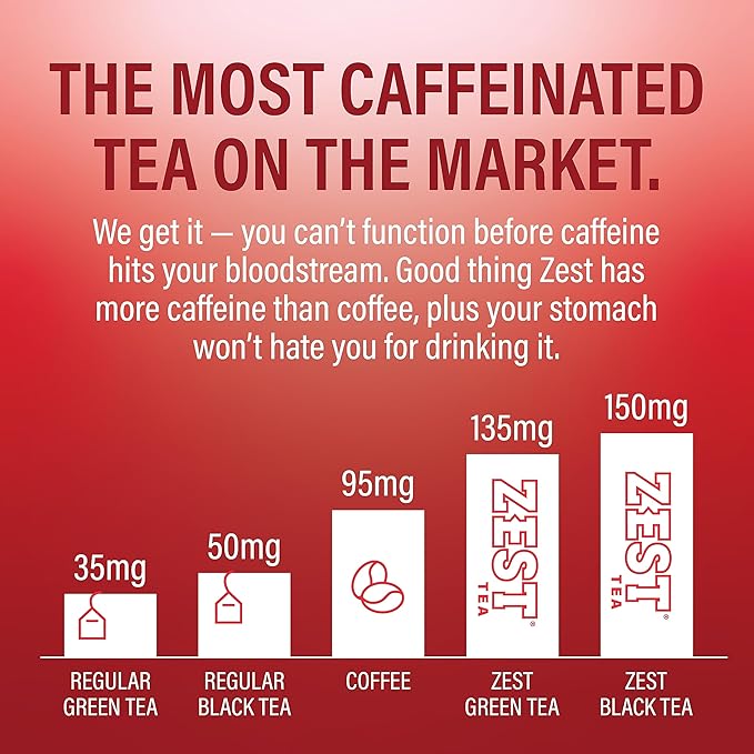 Zest Tea Premium Energy Hot Tea, High Caffeine Blend Natural & Healthy Traditional Coffee Substitute, Perfect for Keto, 150 mg Caffeine per Serving, Apple Cinnamon Black Tea, Box of 15 Sachet Bags