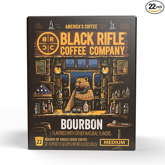 Black Rifle Coffee Company Medium Roast K Cups - Single Serve K Cups Coffee Pods - Kcup Pods Compatible with Keurig 1.0 & 2.0 - Made from Pure Arabica Beans (Bourbon, 22 Count)