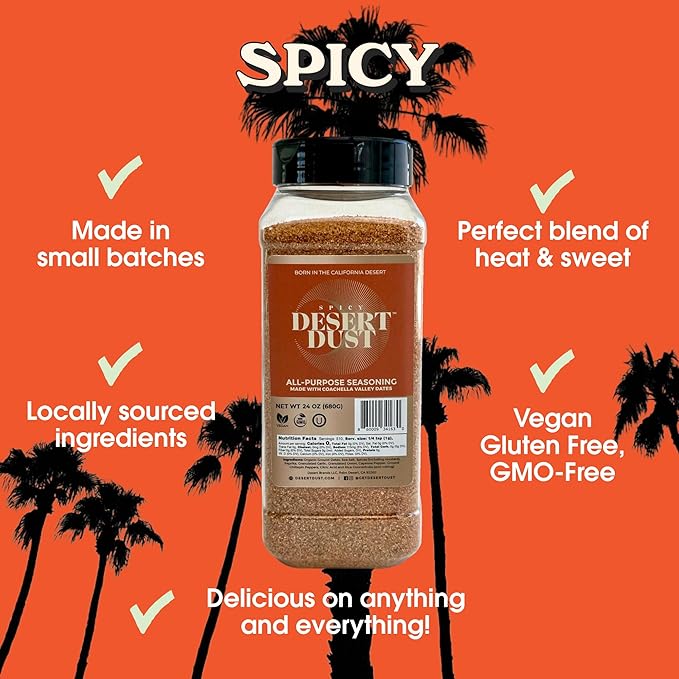 Desert Dust Spicy ??All-Purpose Chiltepin Pepper Seasoning with Organic Date Sugar | Bold Medium-Hot Heat for Steak, Chicken, Seafood, Vegetables & More | Low-Glycemic, Gluten-Free | 5oz