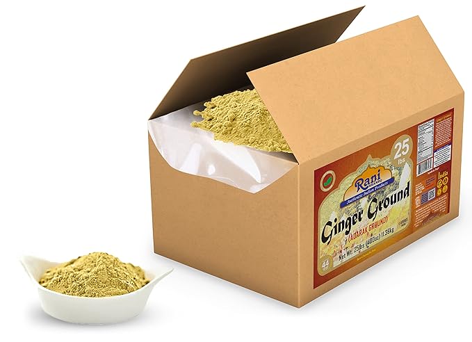 Rani Ginger (Adarak) Powder Ground, Spice 400oz (25lb) 11.36kg Bulk Box ~ All Natural | Vegan | Gluten Friendly | NON-GMO | Indian Origin