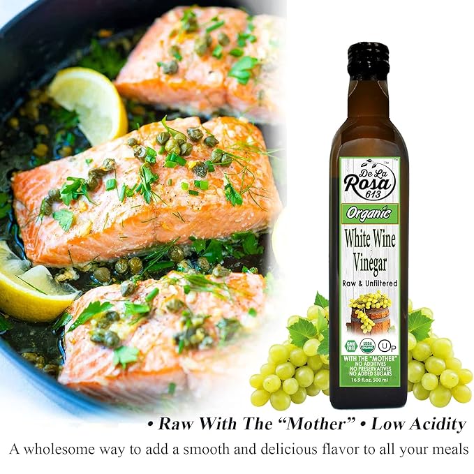 De La Rosa Organic White Wine, Red Wine & Balsamic Vinegar, Vegan, Kosher, Non-GMO & Gluten Free, Great for Salad Dressing, Marinades & More 16.9 Oz (Pack of 3)