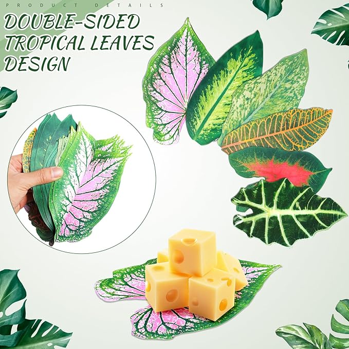 150 Pcs 8.7 Inch Parchment Paper Leaves Charcuterie Board for Cheese Food Serving Decoration Parchment Tropical Leaves for Tropical Party Plate Table Dinner Food Accessories