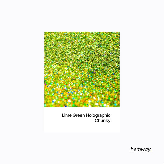 Hemway Premium Glitter Shaker - Lime Green Holographic | 130g Chunky Metallic Flake Sequins for Resin & Epoxy Crafts | Craft Supplies for Tumblers, Festival, Art