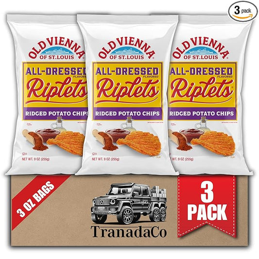 Old Vienna of St. Louis All Dressed Riplets Potato Chips 3oz Bags (3 Pack) by TranadaCo