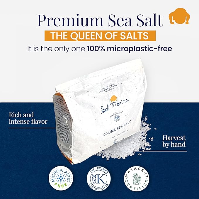 SAL MARINA | Unrefined Colima Sea Salt 5lbs - Harvested Hand | Kosher Salt 100 Percent Natural - Vegan Gluten Free Organic Table Salt Seasoning Food