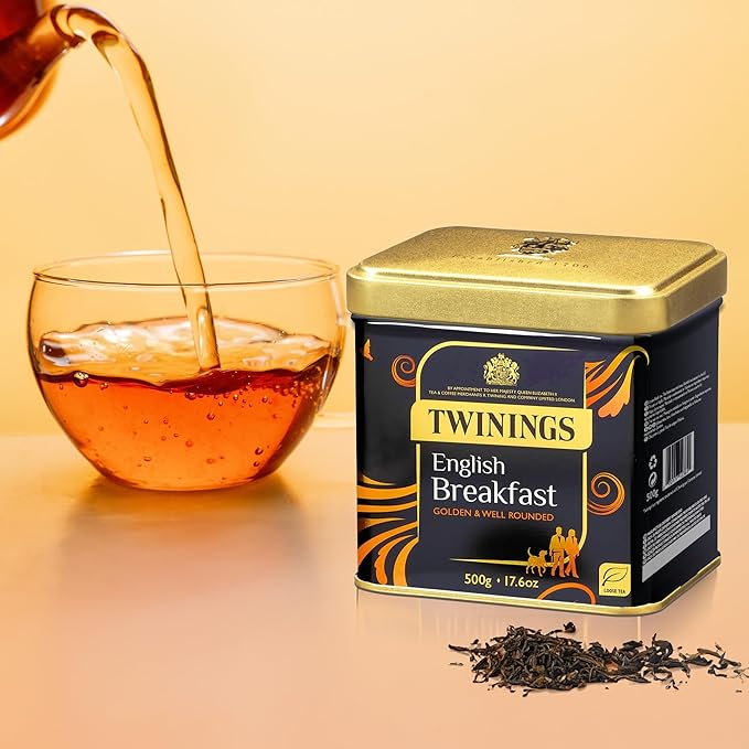 Twinings English Breakfast Loose Leaf Black Tea, 17.64 Ounce (500g) Tin, Caffeinated, Enjoy Hot or Iced