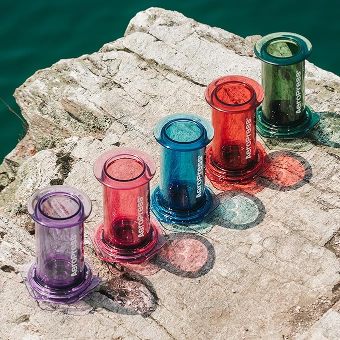 AeroPress Clear Purple Coffee Press – 3 In 1 Brew Method Combines French Press, Espresso, Full Bodied Coffee Without Grit or Bitterness, Small Portable Coffee Maker for Camping & Travel, Purple