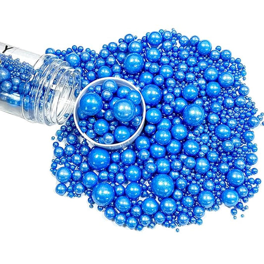 Sprinkles Edible Royal Blue Pearl Sugar Sprinkles Candy 142g/5.01oz Mix Size Royal Blue Pearls Baking Cupcake Toppers Cookie Decorations for Wedding Parties Valentines Day Halloween Christmas