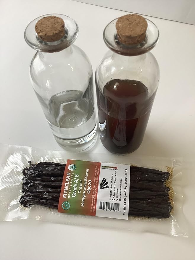 20 Organic Madagascar Vanilla Beans Grade A/B. Certified USDA Organic for Extract and Everything Vanilla| 5"-7" Bulk Fresh Whole NON-GMO Bourbon Pods by FITNCLEAN VANILLA.