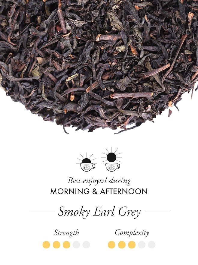 TWG Tea | Smoky Earl Grey | Black Tea | Bergamot | 15 Hand Sewn Cotton Teabags | Gift Set