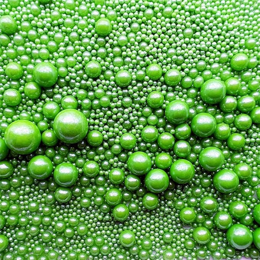 SE Si&Moos Green Grass Edible Pearls Green Pearl Sprinkles for Cake Decorating Edible Cake Sugar Pearls Christmas Cookie Decorations Edible Cake Decorations for Cakes,Cupcakes Toppers 3.5 OZ