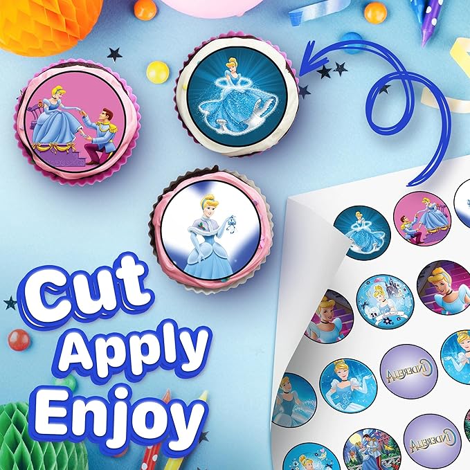 30 x Edible Cupcake Toppers Themed of Fairytale Princess Collection of Edible Cake Decorations | Uncut Edible on Icing Sheet