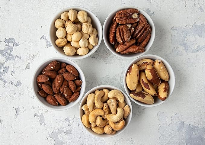 Organic Deluxe Nuts Mix, 8 Pounds ??A Blend of Dry Roasted Pecans, Cashews, Filberts, Almonds and Brazil Nuts with Himalayan Salt. Non-GMO, Oven Roasted and Lightly Salted. No Oil Added, Kosher, Bulk