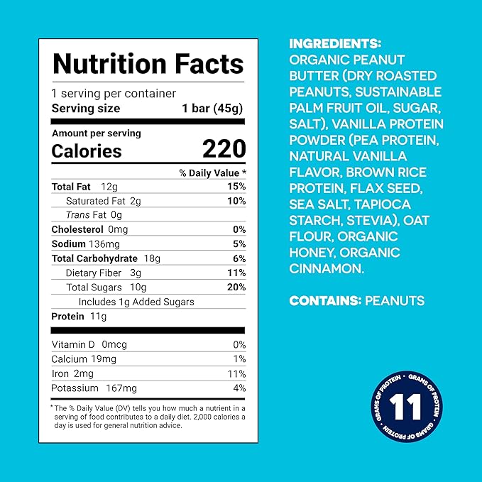 FROPRO Plant Protein Snack Bars - Plant Based Protein Bars, All-Natural, Gluten, Dairy, & Soy Free, High Protein Bars with Low Calories | Vanilla, 12 Pack