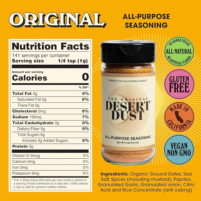 Desert Dust All-Purpose Seasoning ??Smoky, Earthy & Sweet with Organic Date Sugar | Versatile Rub for Steak, Chicken, Fish, Veggies & More | Gourmet BBQ & Grilling Spice Blend (5oz,Original)