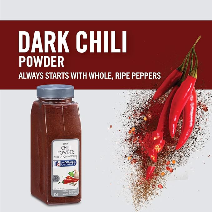 McCormick Culinary Dark Chili Powder, 20 oz - One 20 Ounce Container or Dark Chili Powder, Enhances Nachos, Tacos, Enchiladas and Dark Chocolate