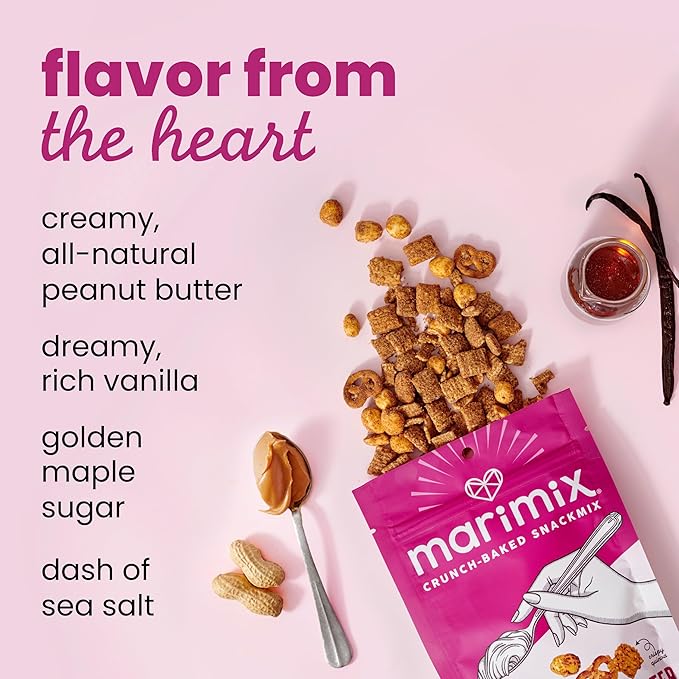 Marimix Snack Mix | Toasty Peanut Butter | Crunch Baked Sweet & Salty Savory Plant Based Naturally Gluten Free Whole Grain Fiber Charcuterie Pretzel Trail Party Mix | No Artificial Ingredients