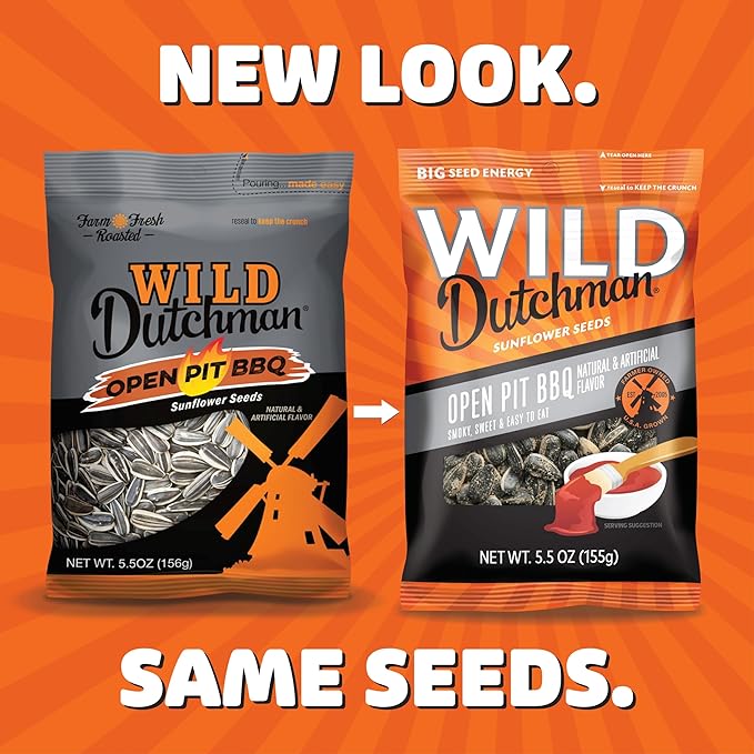Wild Dutchman, Roasted Sunflower Seeds, Mouth Friendly Recipe for All Day Snacking, Open Pit BBQ, 5.5 oz (Pack of 12)