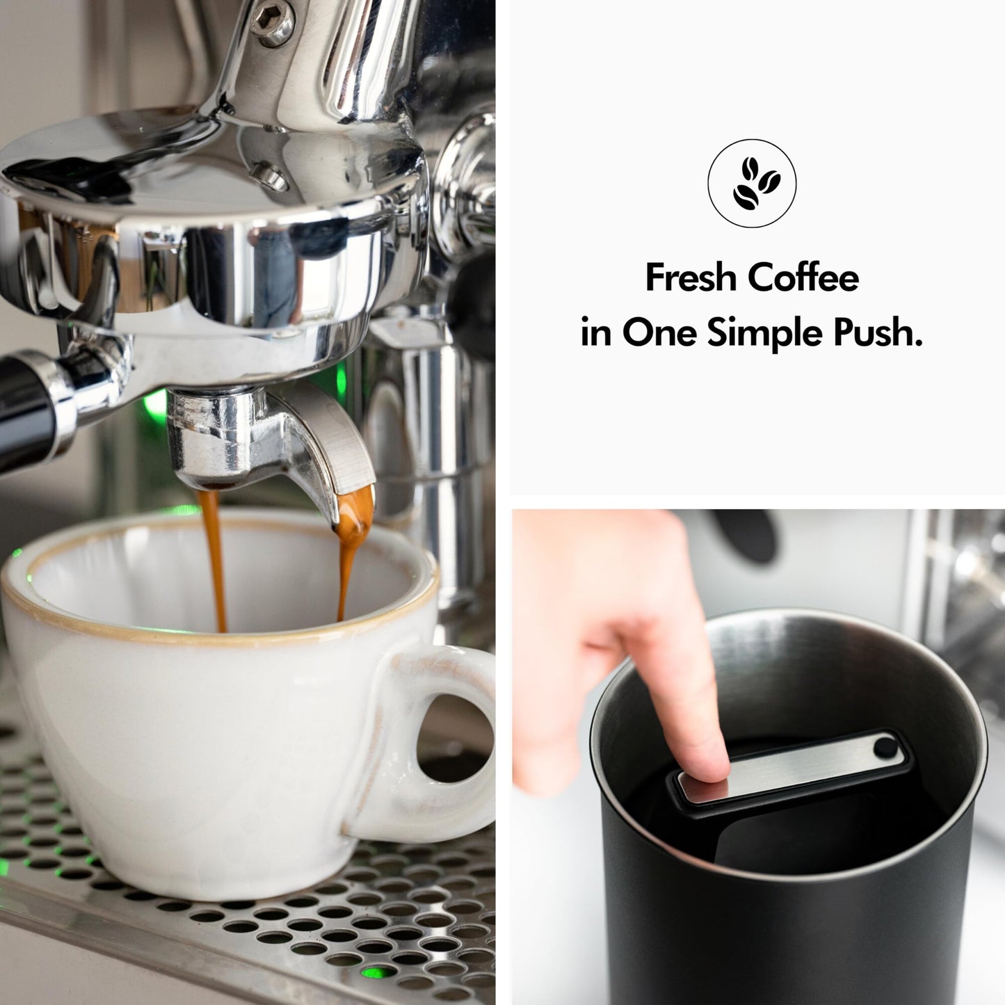 KIVY Vacuum Coffee Canister - Push Lid Preserves Coffee Aroma & Oil