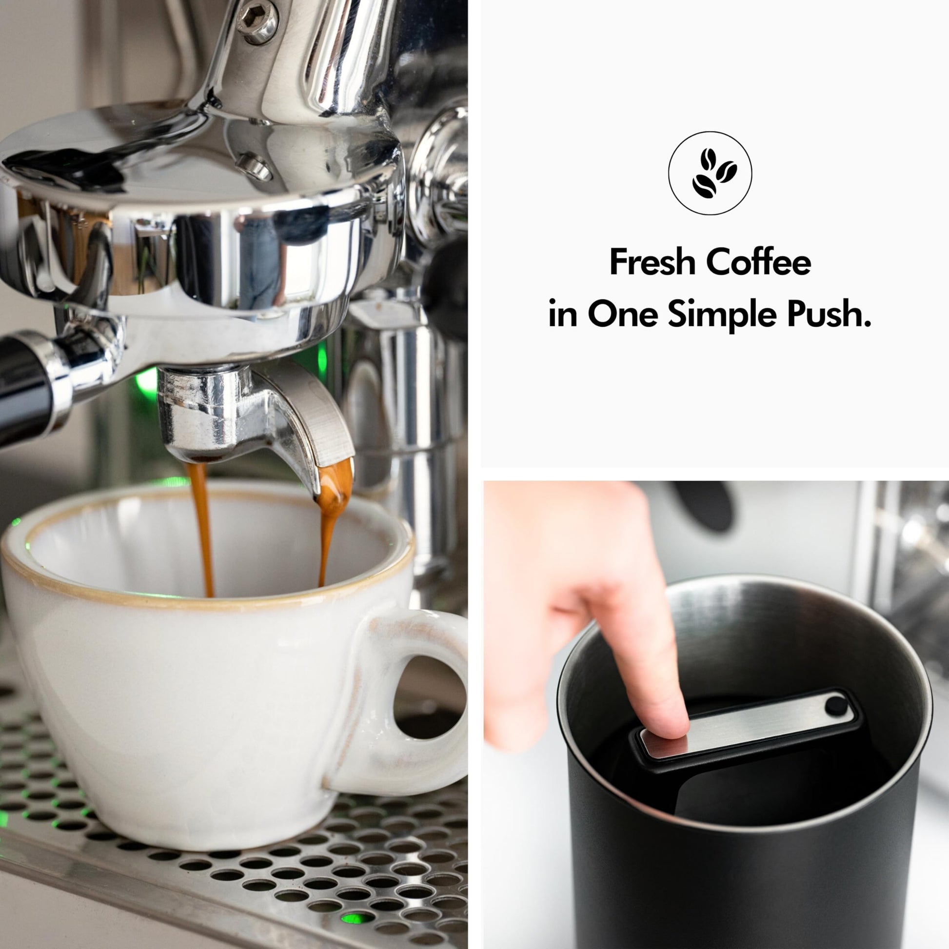 KIVY Vacuum Coffee Canister - Push Lid Preserves Coffee Aroma & Oil