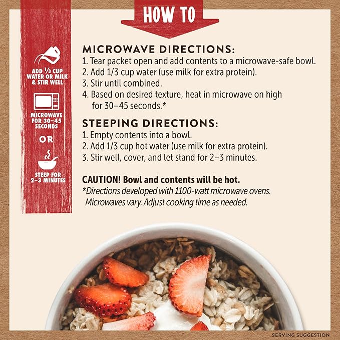 Kodiak Cakes Strawberries & Cream Oatmeal Packets (Pack of 6)