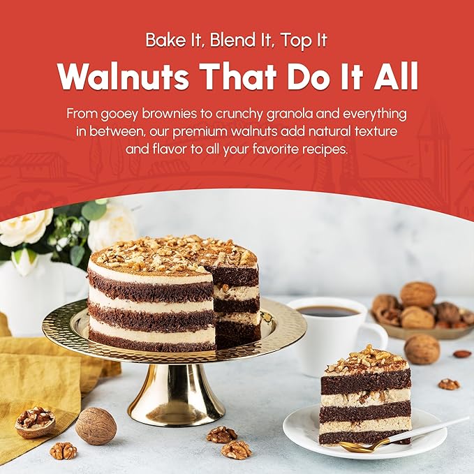 California Raw Walnuts- 4 Pounds, Resealable Package-Fresh, No Shell, Unsalted-All Natural Dry Halves and Chopped Pieces-For Snacking, Kids, Baking Brownies, Diet- Kosher Certified- by We Got Nuts