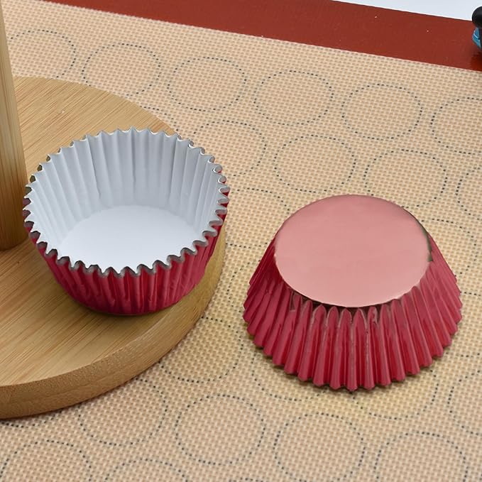 200 Pcs Red Foil Cupcake Liners Standard Baking Cups Muffin Paper Cases