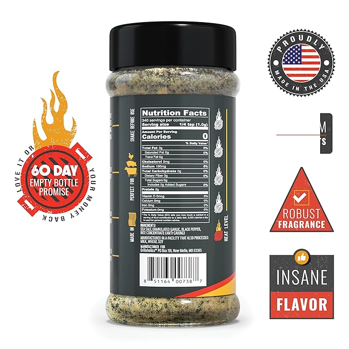 Grillaholics Salt Pepper Garlic Seasoning - SPG Rub Seasonings - The Perfect All Purpose Seasoning & BBQ Rub