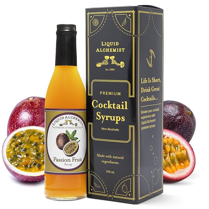 Liquid Alchemist Passion Fruit Syrup for Cocktails - Real Ingredients Make our Mix for Cocktails the Perfect Margarita Mix - Our Non-GMO Passion Fruit Syrup for Drinks is Vegan (12.7 oz)