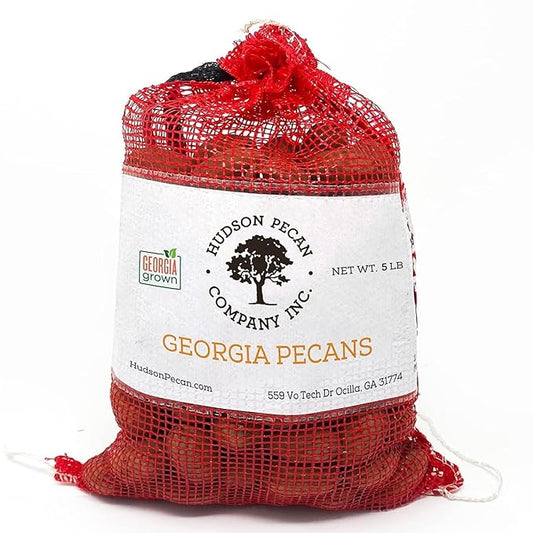 HUDSON PECAN: Georgia Grown Pecans, Classic In-Shell. Family-Owned, Premium Southern Unshelled Nuts. Slightly Sweet Flavor (Gluten-Free, Kosher, Keto Snack, Salad Topping or Baking Ingredient), 5lb Bag