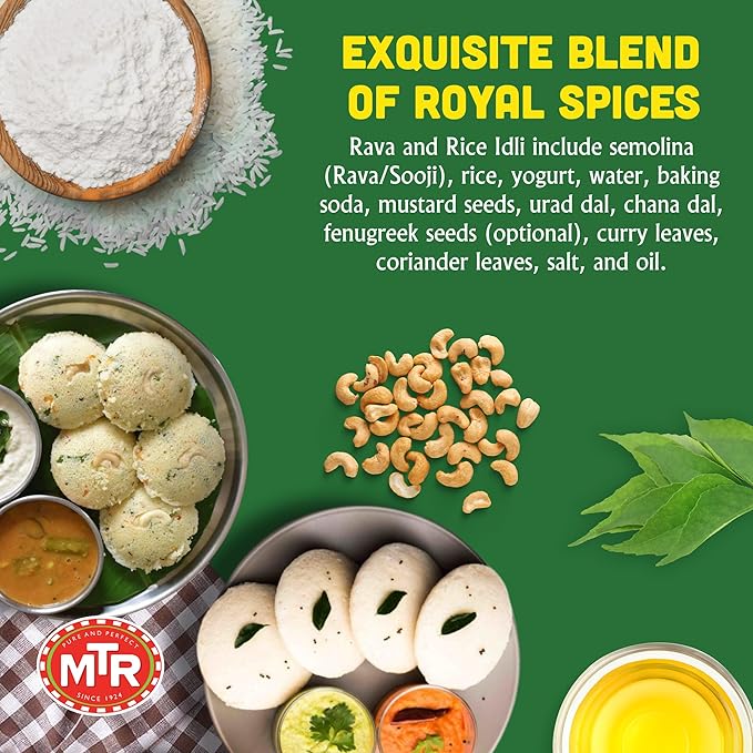 MTR Instant Assorted Mix - Ready to Cook Authentic Indian Breakfast, Lunch, Dinner or Snack Meal - No Added Preservatives - A Quick & Easy Recipe Suitable for Vegetarians - (Idli Mixes, Pack of 2)