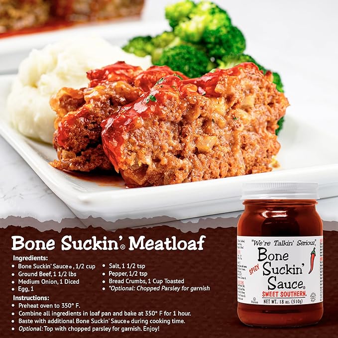 Bone Suckin' Sauce Sweet Southern BBQ Sauce, Gluten-Free, Non-GMO, Kosher, Sweetened with Cane Sugar & Molasses, All-Purpose Barbecue Sauce, For Ribs, Chicken, Pork, Beef (3 Count, Spicy Sweet Southern)