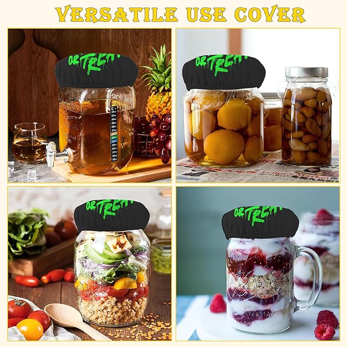 Sourdough Starter Cloth Covers Jars, Halloween Trick or Treat Or Kombucha Kefir Fermentation Cheese Fabric Lids,Gifts for Women Baker Fit Jars Mouth from 3-4 inch, 5 Pack