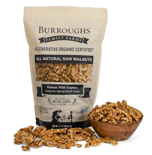 Organic Raw Walnuts Halves & Pieces ??Unpasteurized, Regeneratively Grown in California ??Whole, Fresh, Unsalted ??Plant-Based Omega-3s