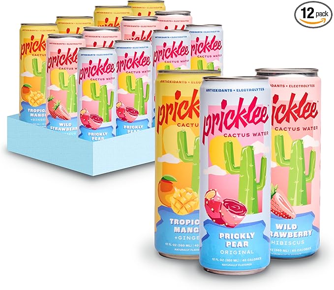 Cactus Water Variety 12 Pack - Made From Prickly Pear - Added Natural Antioxidants & Electrolytes For Hydration, Immunity, & Recovery - 3 Flavors Non-Bubbly, Low-Sugar, No Caffeine & 35 Cals
