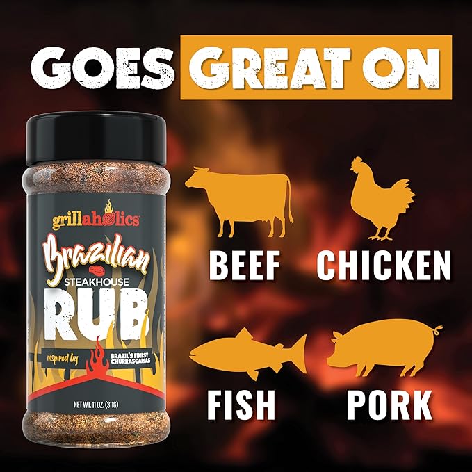 Grillaholics Steak Rub ??Brazilian Steakhouse Style Churrasco Seasoning for BBQ, Grilling & Smoking ??Bold Blend for Picanha, Ribeye, Beef, Pork & Chicken
